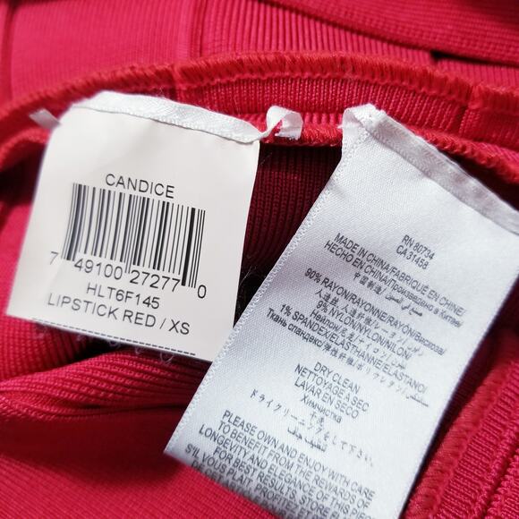 Herve Leger Candice Red Lipstick Dress Bodycon - Picture 5 of 14